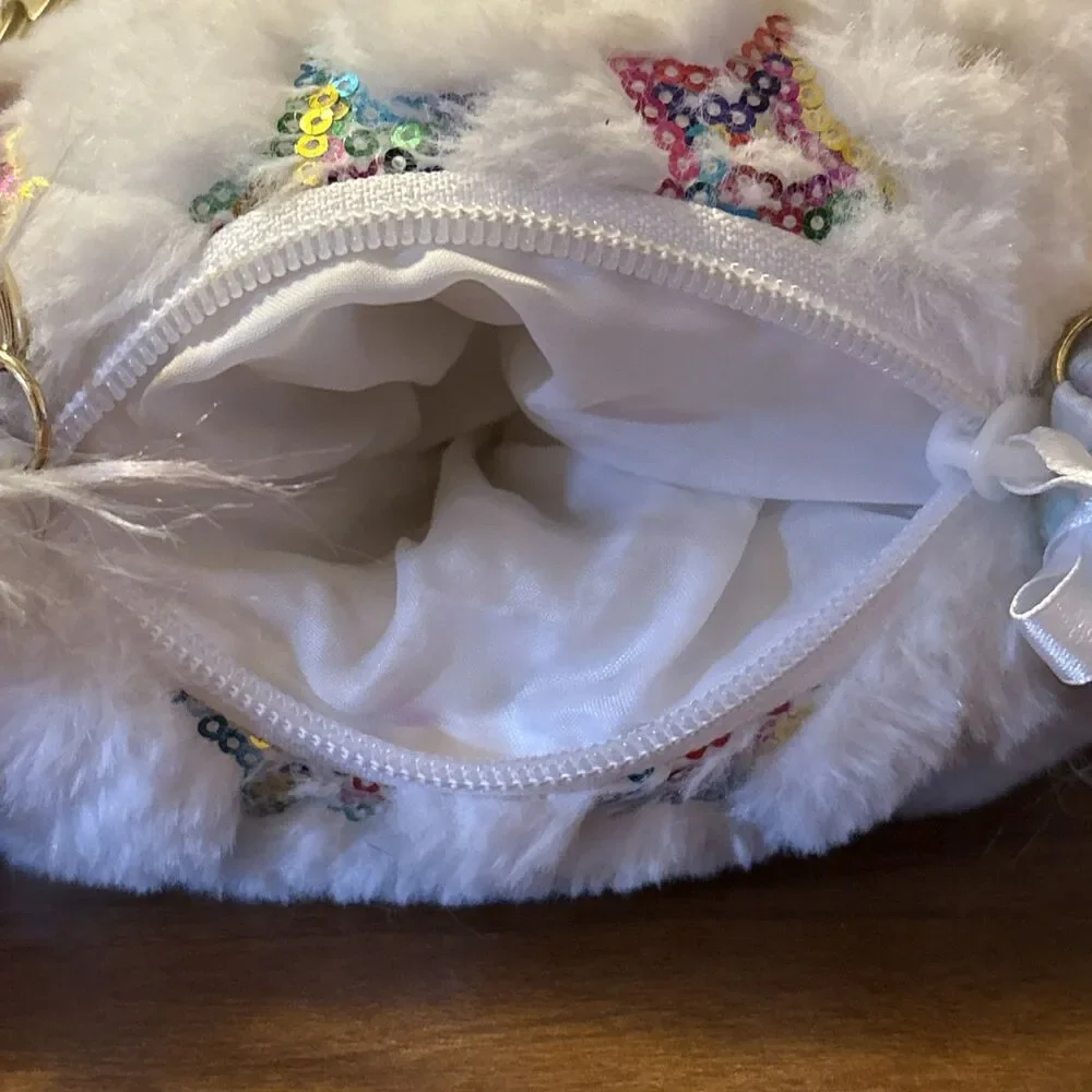 Toby Enterprises Unicorn Plush Purse Handbag White Rainbow Crossbody Bag